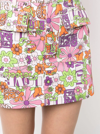 Shop Chiara Ferragni Floral-print Mini Skirt In Weiss