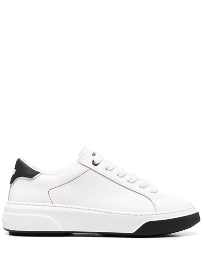 Shop Dsquared2 Lace-up Leather Sneakers In Weiss
