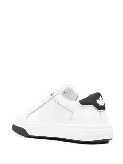 Shop Dsquared2 Lace-up Leather Sneakers In Weiss