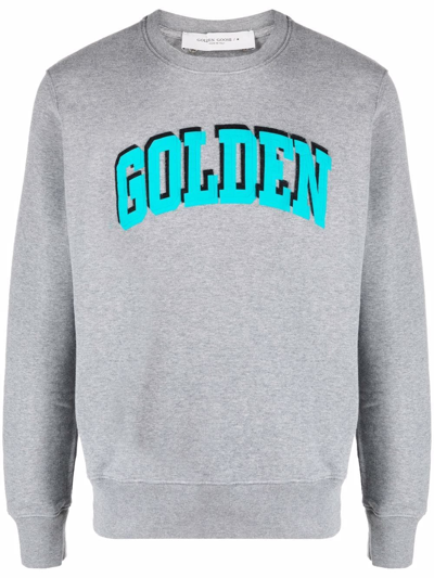 Shop Golden Goose Logo-print Cotton Sweatshirt In Grau
