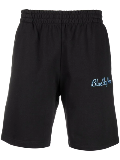Blue Sky Inn Black Logo-embroidered Cotton Shorts In Schwarz