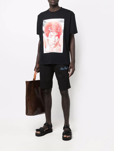 Blue Sky Inn Black Logo-embroidered Cotton Shorts In Schwarz