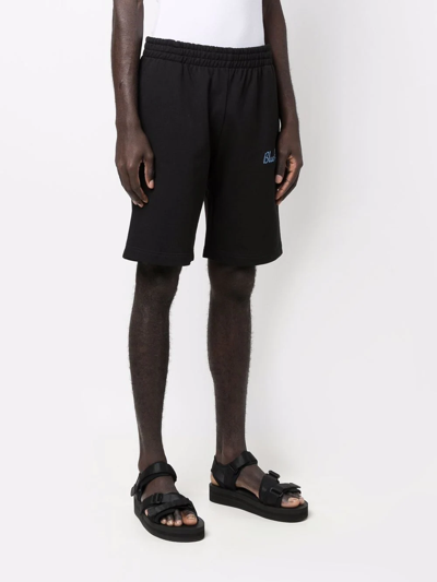Blue Sky Inn Black Logo-embroidered Cotton Shorts In Schwarz