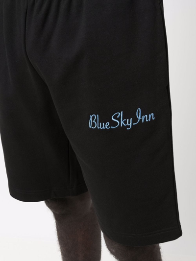 Blue Sky Inn Black Logo-embroidered Cotton Shorts In Schwarz