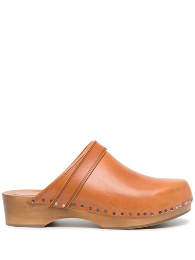 Shop Isabel Marant Thalie Leather Clogs In Braun
