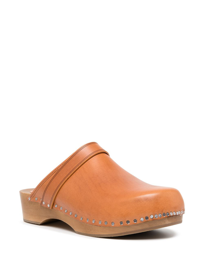 Shop Isabel Marant Thalie Leather Clogs In Braun