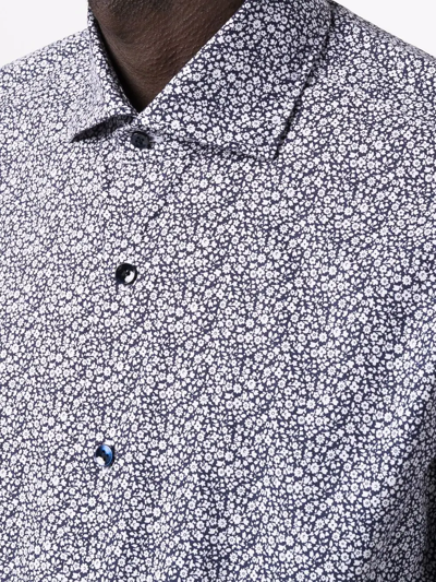 Shop Barba Micro-patterned Shirt In Blau