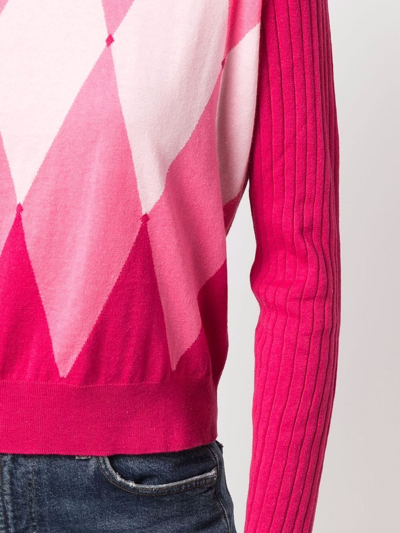 Shop Ballantyne Argyle-intarsia Knitted Jumper In Rosa