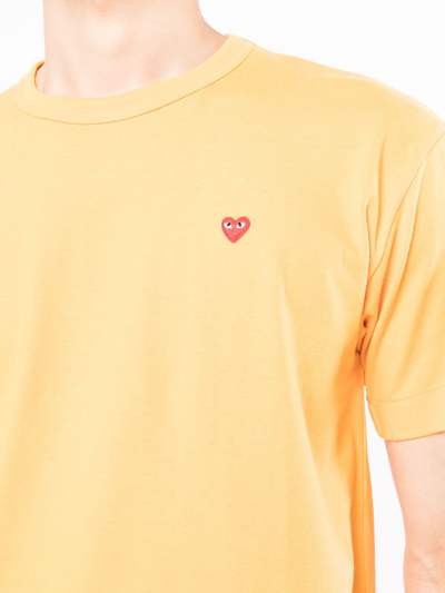 Shop Comme Des Garçons Play Heart-patch Short-sleeve T-shirt In Gelb