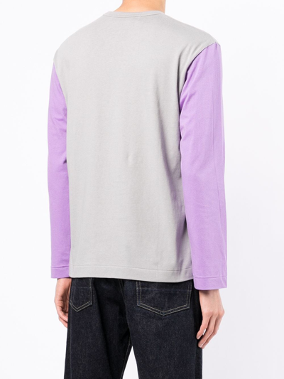 Shop Comme Des Garçons Play Colour-block Long-sleeve T-shirt In Grau