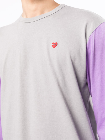 Shop Comme Des Garçons Play Colour-block Long-sleeve T-shirt In Grau