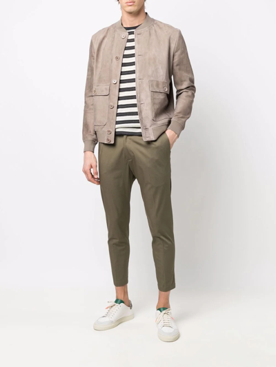 Salvatore Santoro Suede Varsity Jacket In Nude