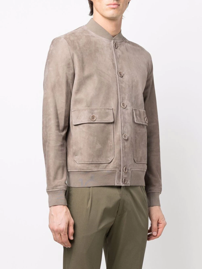 Salvatore Santoro Suede Varsity Jacket In Nude