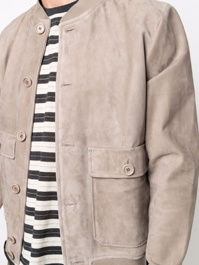 Salvatore Santoro Suede Varsity Jacket In Nude
