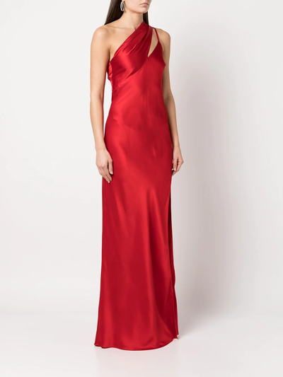 Shop Michelle Mason Draped-panel Silk Gown In Rot