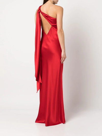 Shop Michelle Mason Draped-panel Silk Gown In Rot