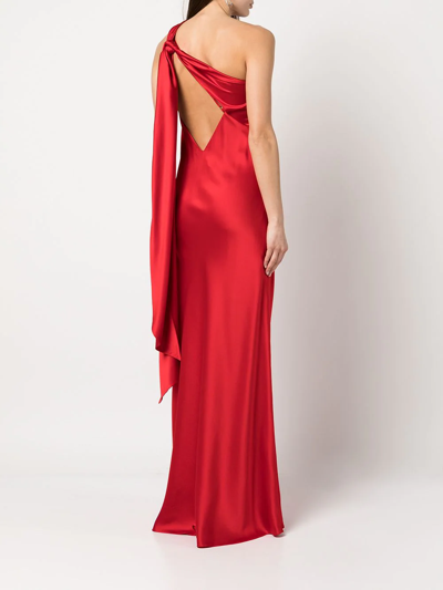 Michelle Mason Draped-panel Silk Gown In Rot
