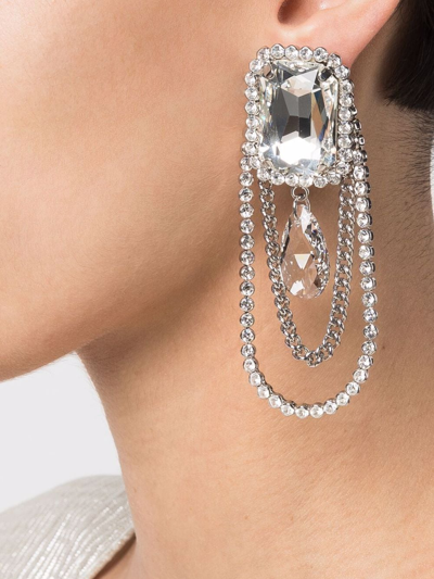 Shop Alessandra Rich Crystal-embellished Drop Chain Earrings In Silber