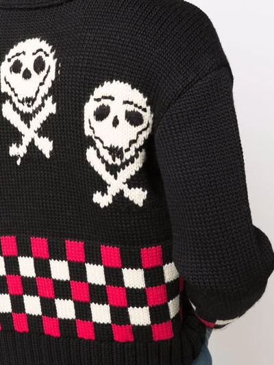 Shop Andersson Bell Skull-motif Knitted Cardigan In Schwarz