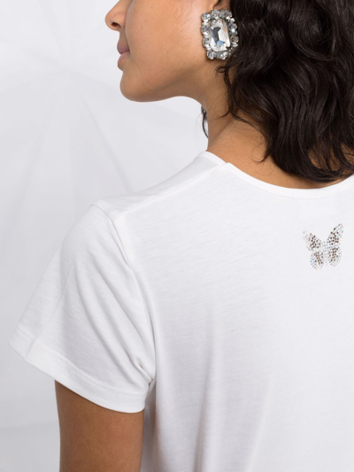 Shop Blumarine Rhinestone-logo Short-sleeve T-shirt In Weiss