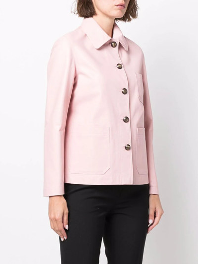 Shop Simonetta Ravizza Button-up Leather Jacket In Rosa