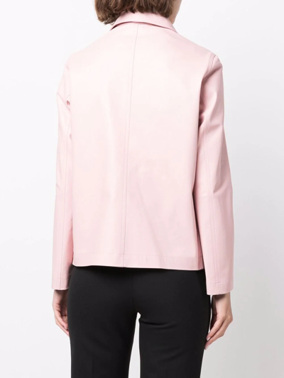 Shop Simonetta Ravizza Button-up Leather Jacket In Rosa