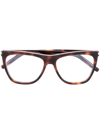 Shop Saint Laurent Wayfarer-frame Glasses In Braun