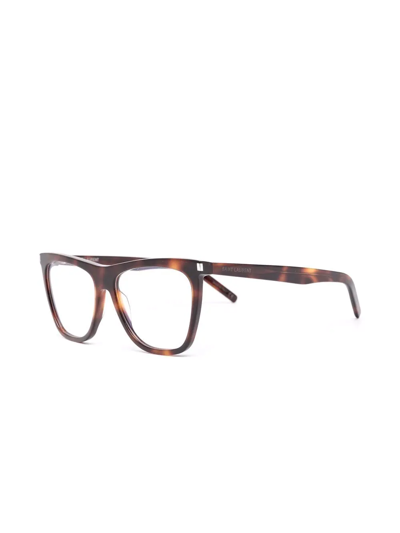 Shop Saint Laurent Wayfarer-frame Glasses In Braun