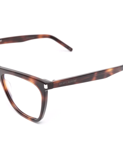 Shop Saint Laurent Wayfarer-frame Glasses In Braun