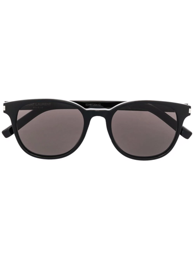 Shop Saint Laurent Round-frame Sunglasses In Schwarz