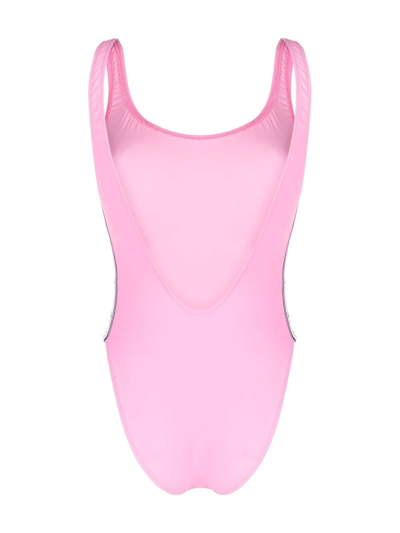 Shop Chiara Ferragni Logo-tape Open-back Swimsuit In Rosa