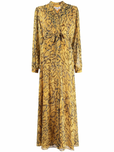 Shop Diane Von Furstenberg Belted Snake-print Maxi Dress In Gelb