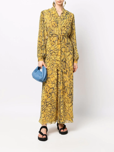 Shop Diane Von Furstenberg Belted Snake-print Maxi Dress In Gelb