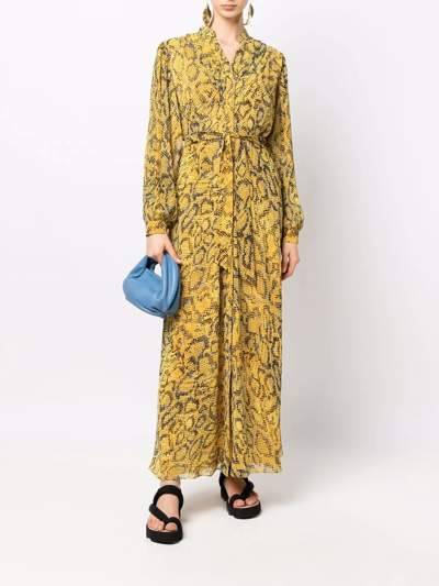 Diane Von Furstenberg Carter Belted Printed Chiffon Maxi Dress In Gelb