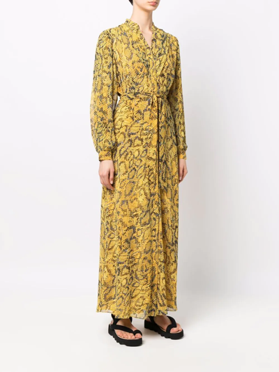Shop Diane Von Furstenberg Belted Snake-print Maxi Dress In Gelb