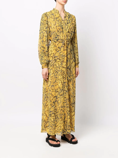 Diane Von Furstenberg Carter Belted Printed Chiffon Maxi Dress In Gelb