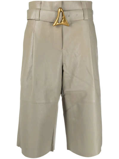 Shop Aeron Belted Leather Bermuda Shorts In Grün