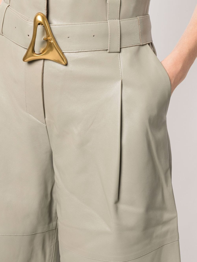 Shop Aeron Belted Leather Bermuda Shorts In Grün