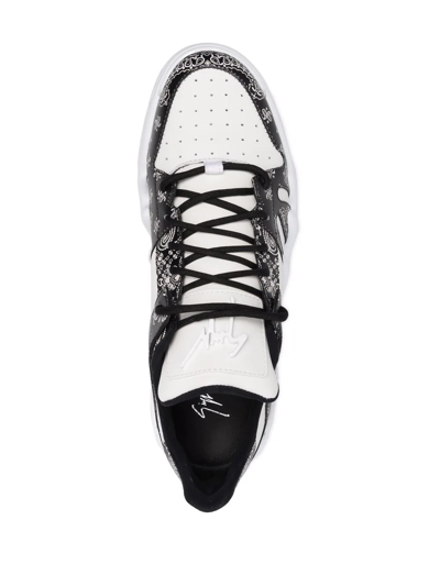 Shop Giuseppe Zanotti Bandana-print Low-top Sneakers In Weiss