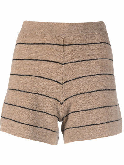 Shop By Malene Birger Stripe-print Knit Shorts In Nude