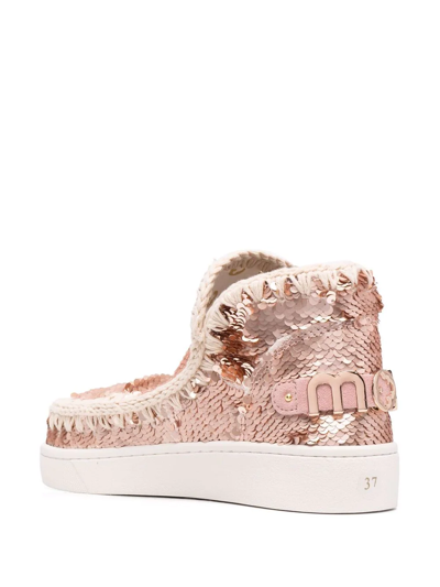Mou Eskimo Sequin-embellished Boots In Nude