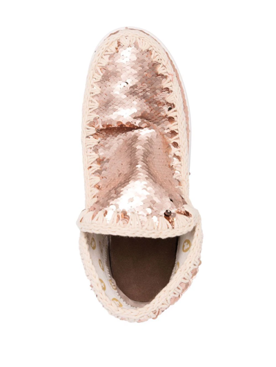 Shop Mou Eskimo Sequin-embellished Boots In Nude