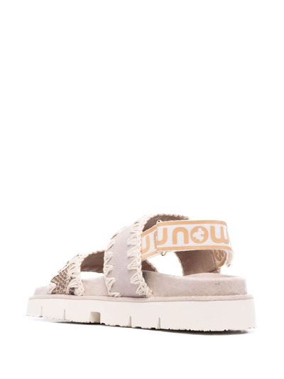 Shop Mou Double-strap Flat Sandals In Nude