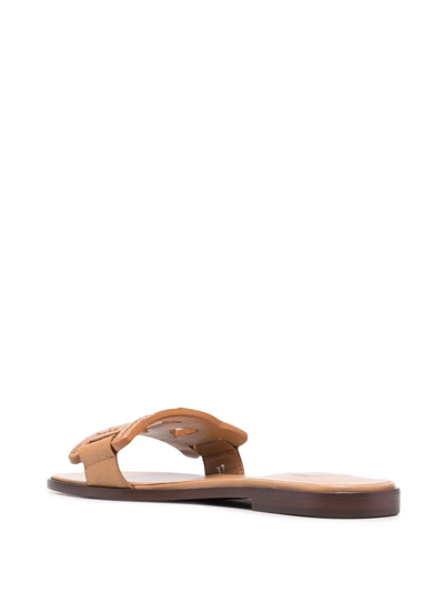 Shop Tod's Woven-effect Slide Sandals In Braun