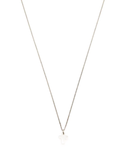 Shop Saint Laurent Mother-of-pearl Pendant Necklace In Silber