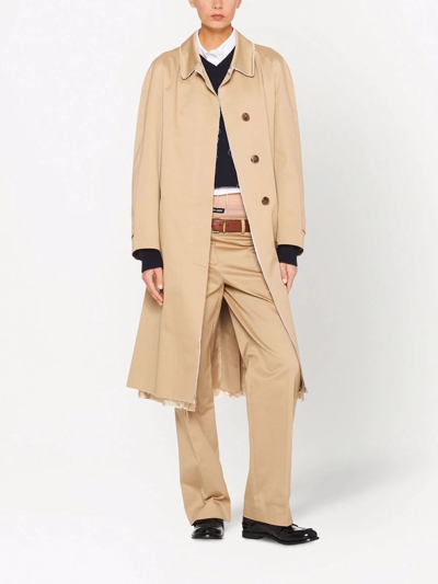 Miu Miu Single-breasted Chino Coat In Nude