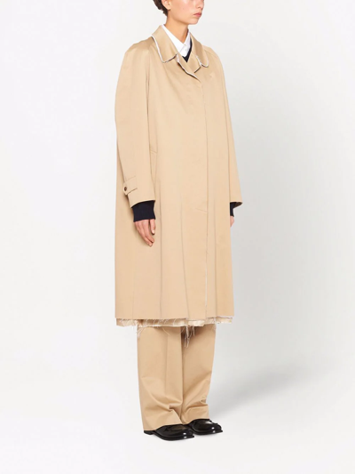 Miu Miu Single-breasted Chino Coat In Nude