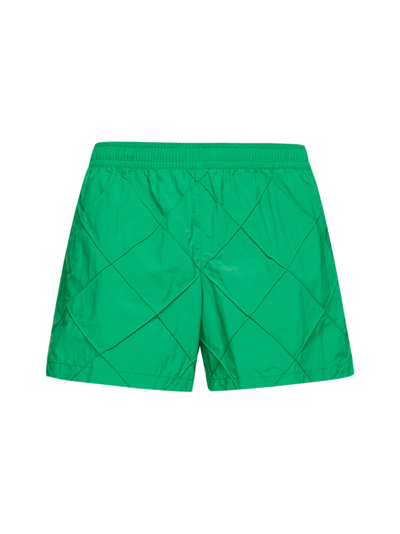 Shop Bottega Veneta Geometric Patterned Swim Shorts In Green