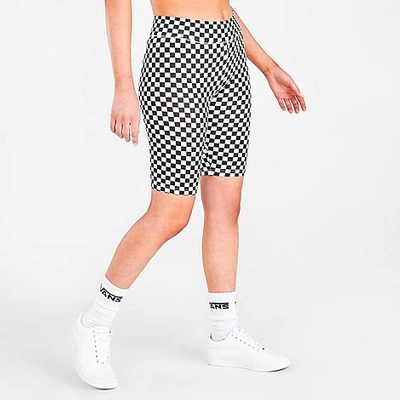 Shop Vans Women's Flying V Checkerboard Print Bike Shorts In Black/white/checkerboard