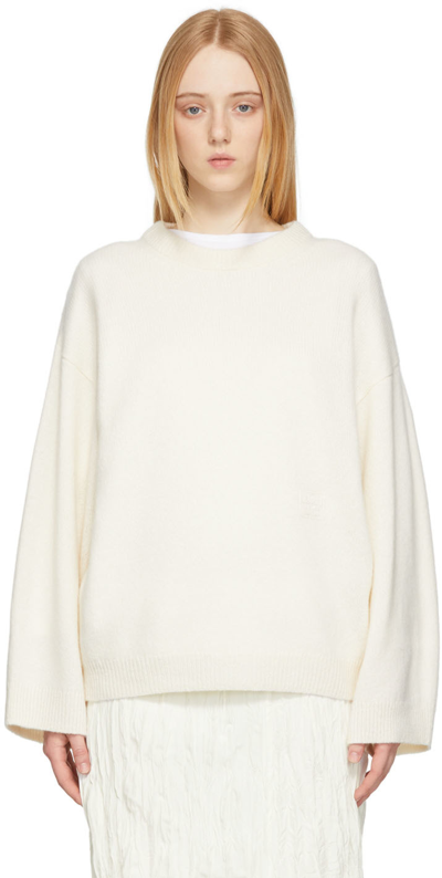 Shop Totême Off-white Knit Monogram Sweater In 199 Bone